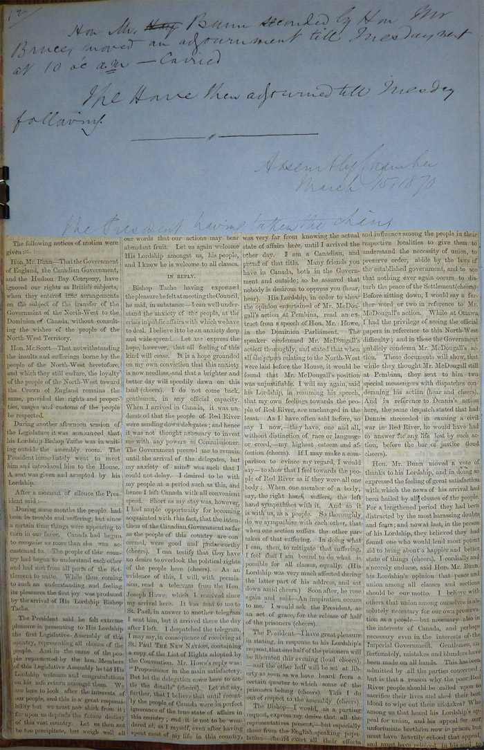 Journal de la session de l’Assemblée législative d’Assiniboia, page 12